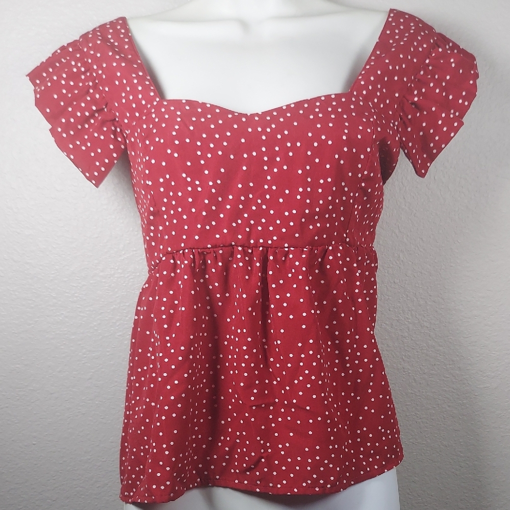 Red Polka Dot Women's Top